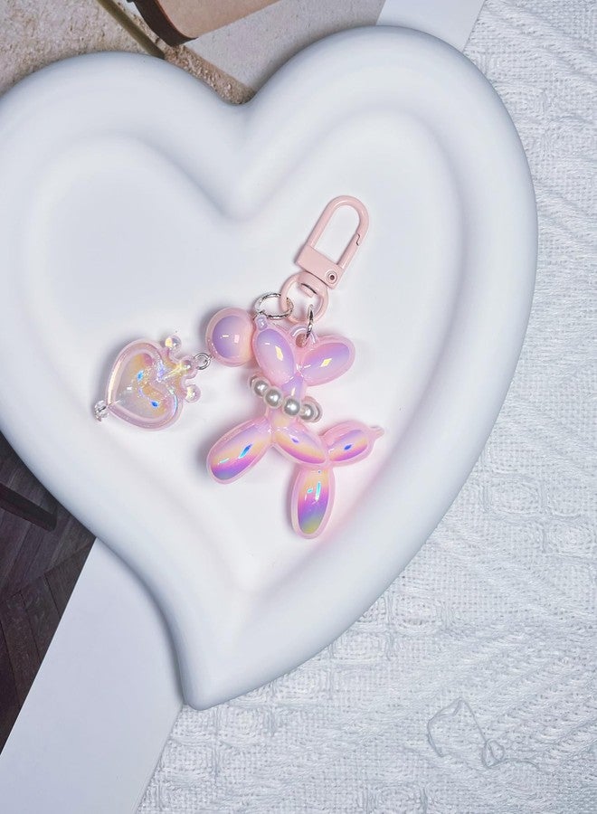 LAEKOU Cute Keychain for Women, Aesthetic Balloon Dog Bag Charms with Heart, Key Chain Accessories for Car Keys Purse Backpack - Image 5